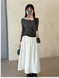 One-shoulder Tencel see-through T-shirt