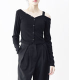 Lush Unbalanced One Shoulder Snap T-shirt