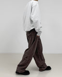 Banding corduroy long wide pants