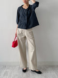 Frill V-neck Three Quarter Blouse