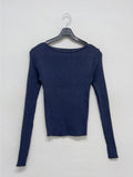 Ribbed Bamboo Boat Neck Knit T-shirt