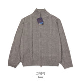 Daily Wool Twist Knit Zip-Up