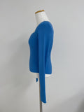 Heart Neck Ribbed Slim Knit