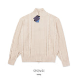 Daily Wool Twist Knit Zip-Up