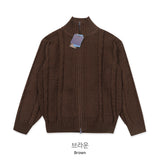 Daily Wool Twist Knit Zip-Up