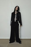 V-neck slim tweed jacket