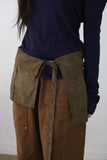 Suede layered wrap skirt