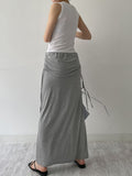 Shirred Layered Long Skirt