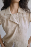WRAP BUTTON CAP SLEEVE BLOUSE