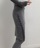 Button Slit Midi Skirt