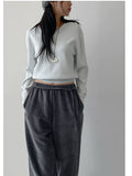 Velour Strap Banding Wide Pants