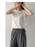 Wave Tie Boat Neck Short Sleeve T-shirt