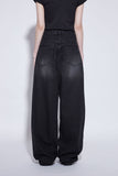 black washing wide jeans