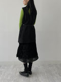 Velour layered pleated skirt