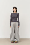 (W) Boat Shape Button Top