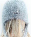 Double Strap Angora Beanie