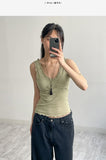 Ruffle V-Neck Sleeveless Top