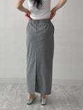 Striped Banding H-Line Long Skirt