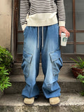 Diagonal Cargo Washed Banding Denim
