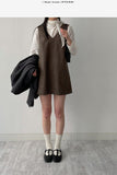 Suede V-neck Mini One Piece