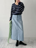 Lina Striped V-Neck Knit T-Shirt