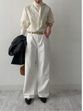 Oxford Cotton Wide Pants
