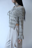 Stripe choker off-shoulder knit