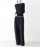 Rich two-pin tuck wide slacks
