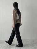 Slit Mock Neck Belted Blouse