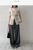 Eiffel Stripe Banding Wide Slacks