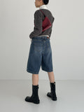 525 Cat Washing Bermuda Wide Denim