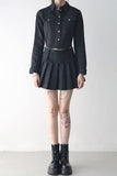 Sher pleated leather skirt