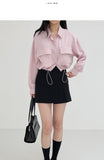 Two Pocket String Crop Shirt