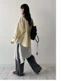Creme Two-Pocket Cotton Over Fit Shirt