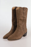 Simple suede middle boots