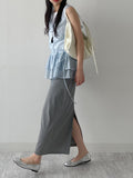 Tencel See-through Frill Sleeveless Blouse