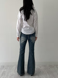304 Cat Washing Semi-Bootcut Denim Pants