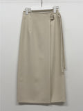 Two-buckle wrap H-line long skirt
