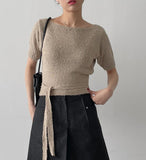 [Scarf Set] Tail Boat Neck Half Knit