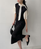 Boat Neck Shirring H-Line Long One Piece