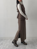 [Setup Available/FW] Lanba Ribbed Layered Long Skirt