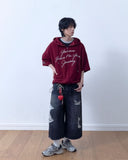 Damage Crop Bermuda Denim