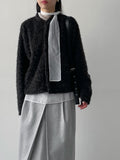 Mockneck Overfit Fur Cardigan