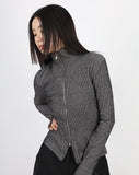 Two-tone high neck two-way zip-up