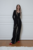 black&white stitch pants