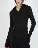 Slim long collar T-shirt