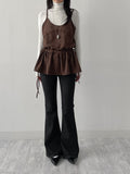 Frilled Suede Bustier