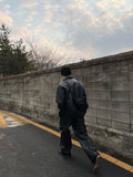 Leather Cargo Wide Pants