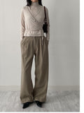 [wool30%/FW] Twill Wool High-Waist Slacks
