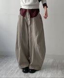 Curved Balloon Wide Denim Pants